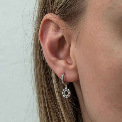 Dangling Hoop Women's Silver Earrings