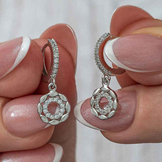 Dangling Hoop Women's Silver Earrings