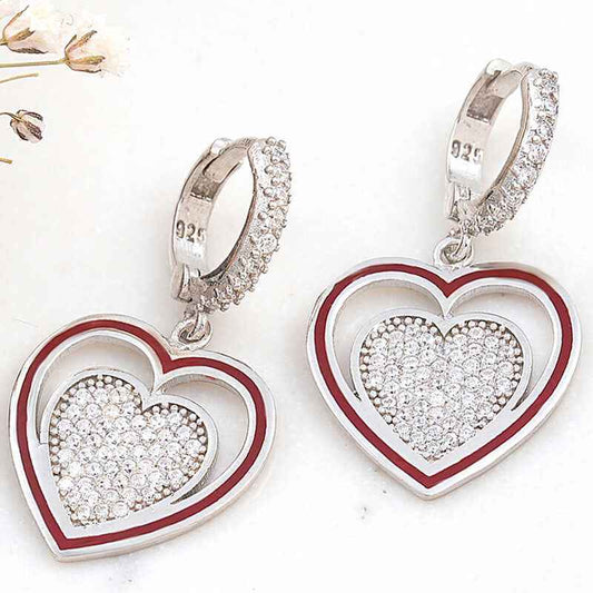 Dangling Heart Women's Silver Earring