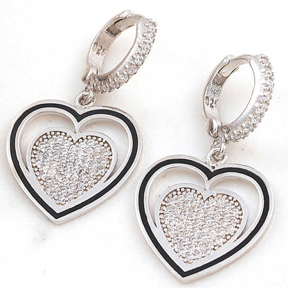 Dangling Heart Women's Silver Earring