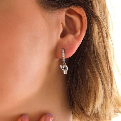 Swinging Tiger Figure Women's Silver Earrings