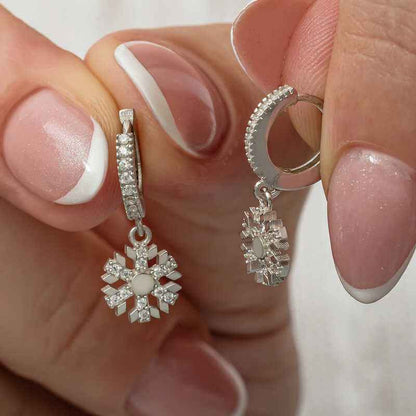 Dangling Snowflake Women's Silver Earring