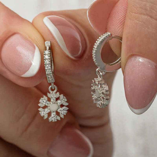 Dangling Snowflake Women's Silver Earring