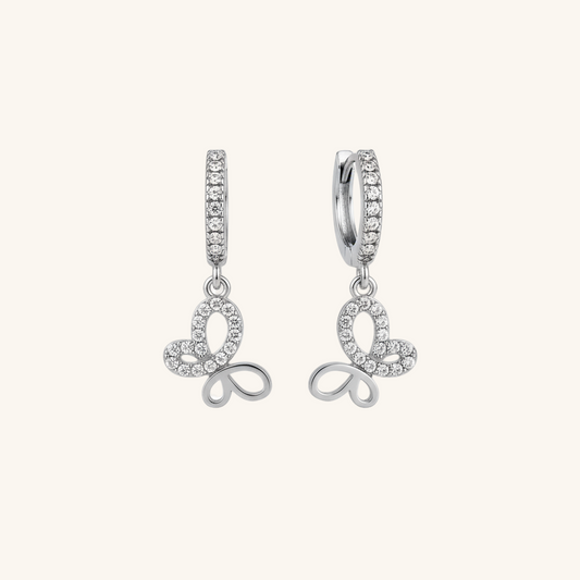Swinging Butterfly Women's Silver Earrings