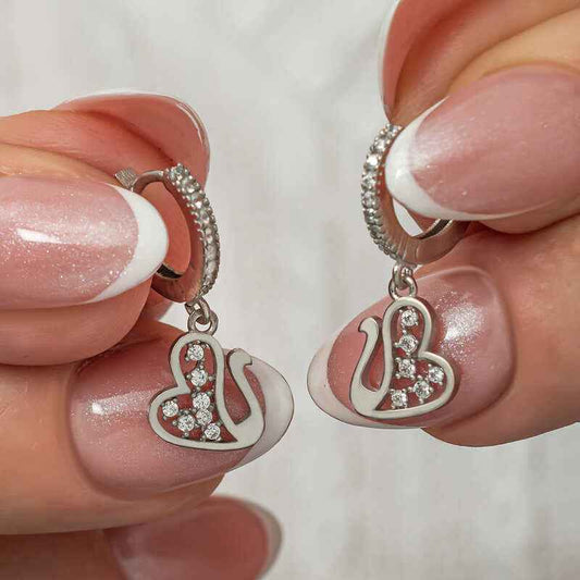 Swinging Swan Women's Silver Earrings