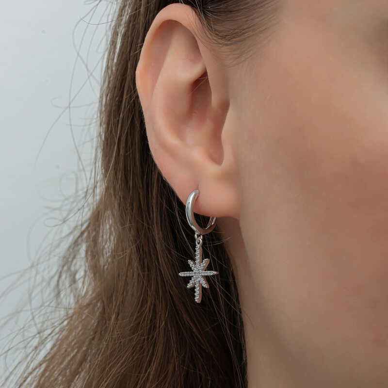 Pendant North Star Women's Silver Earrings