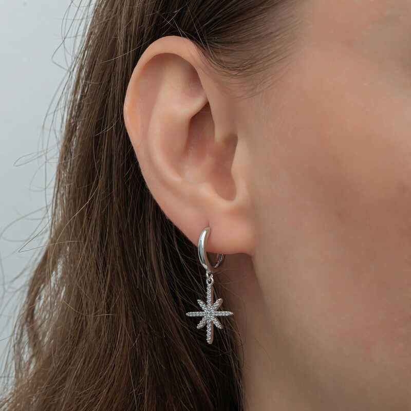 Pendant North Star Women's Silver Earrings