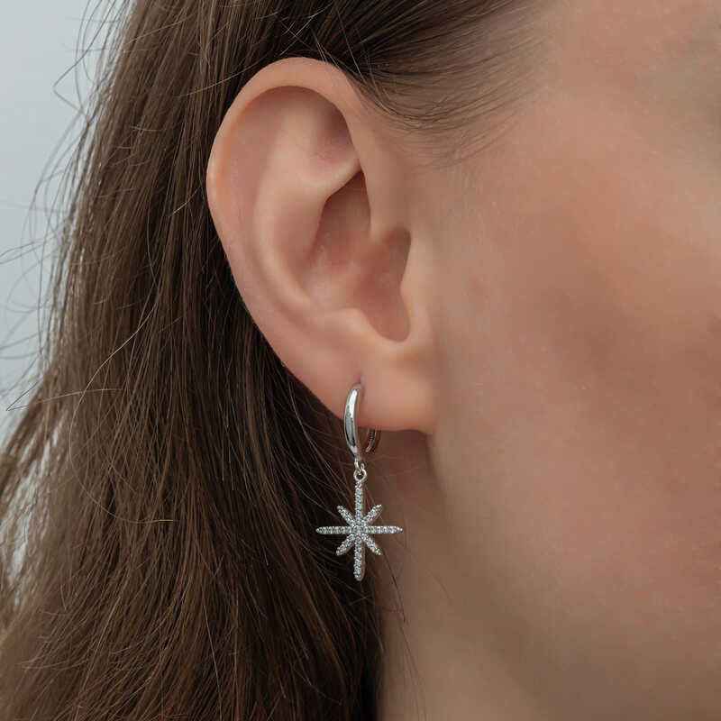 Pendant North Star Women's Silver Earrings