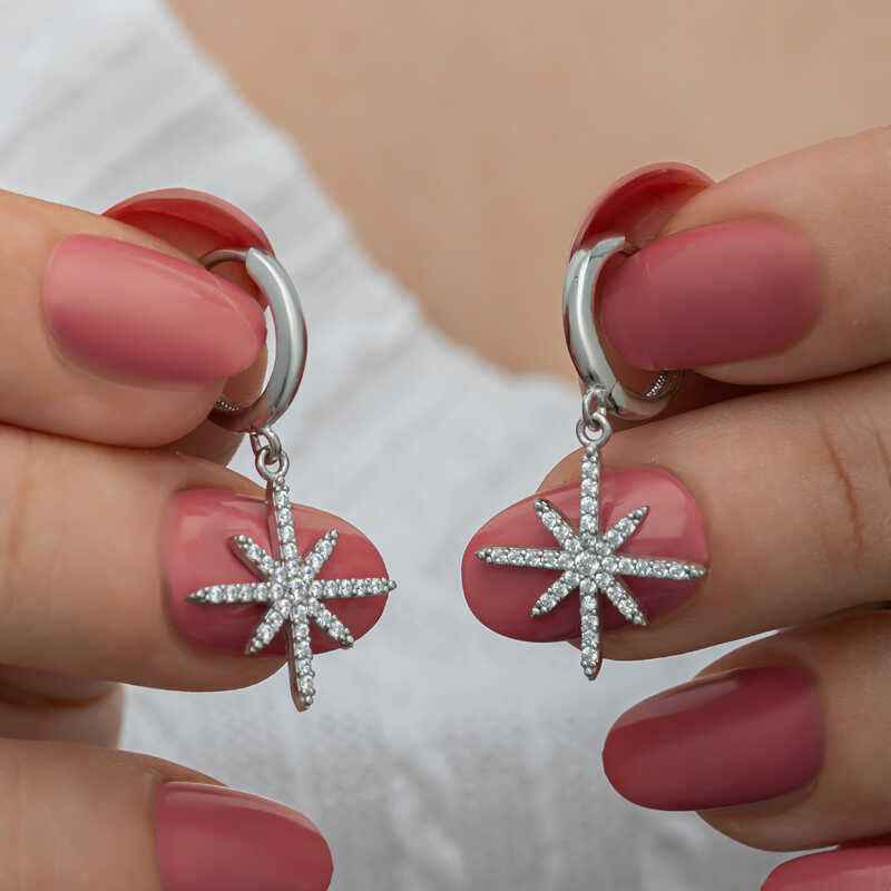 Pendant North Star Women's Silver Earrings