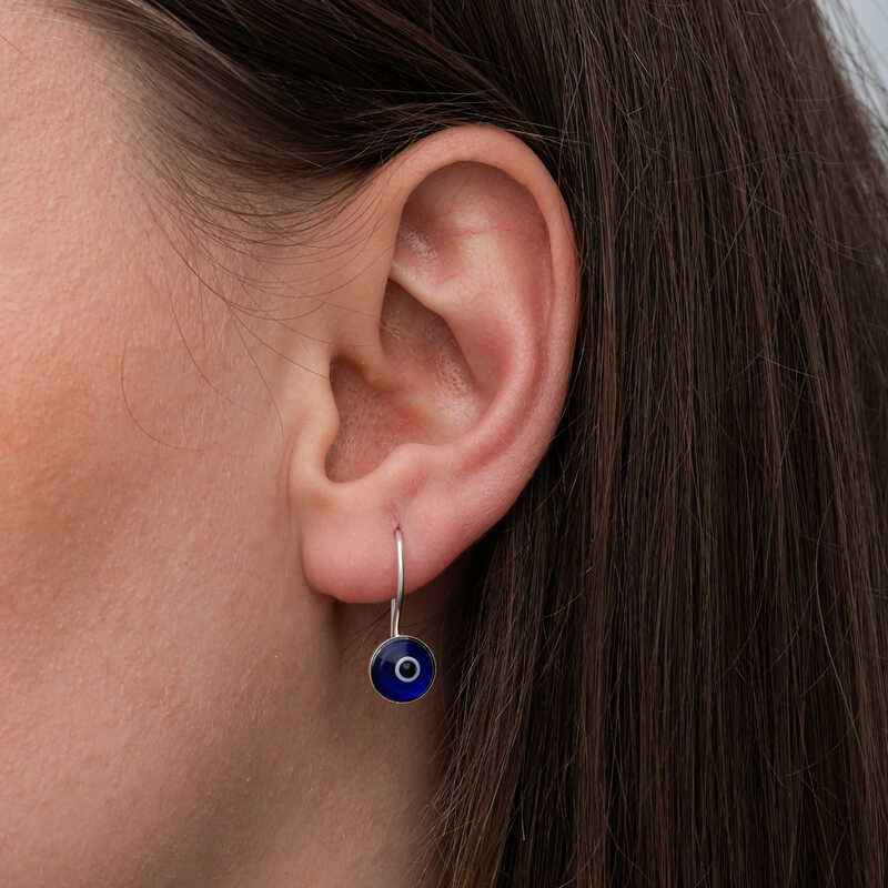 Dangling Evil Eye Women's Silver Earrings
