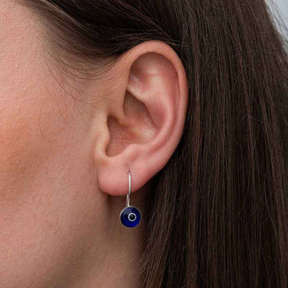 Dangling Evil Eye Women's Silver Earrings