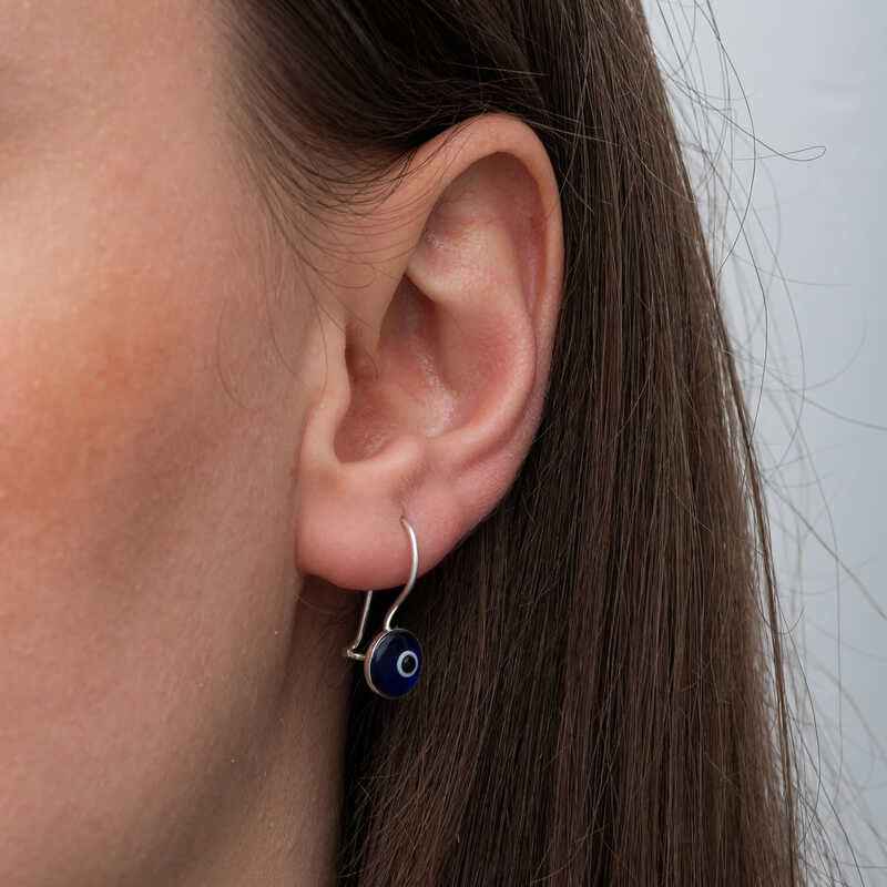 Dangling Evil Eye Women's Silver Earrings