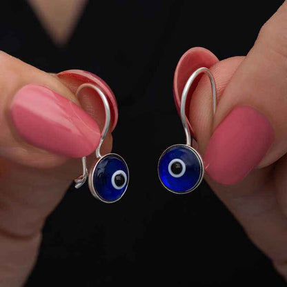 Dangling Evil Eye Women's Silver Earrings