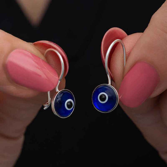 Dangling Evil Eye Women's Silver Earrings