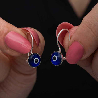 Dangling Evil Eye Women's Silver Earrings