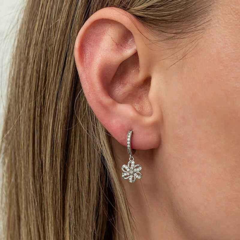 Swinging Flower Women's Silver Earring