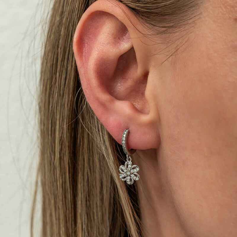 Swinging Flower Women's Silver Earring