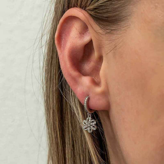Swinging Flower Women's Silver Earring
