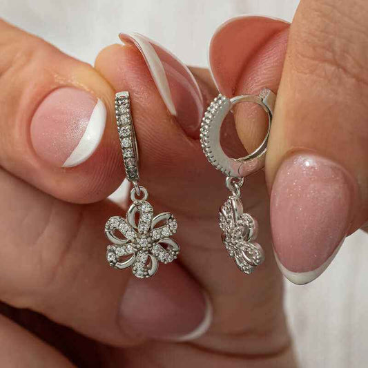 Swinging Flower Women's Silver Earring