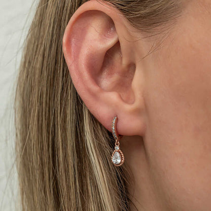 Dangling Rose Drop Women's Silver Earring