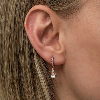 Dangling Rose Drop Women's Silver Earring