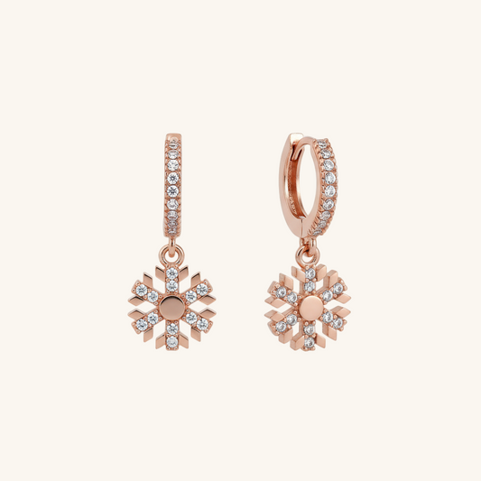 Dangling Rose Snowflake Women's Silver Earring