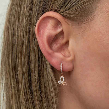 Swinging Rose Butterfly Women's Silver Earrings