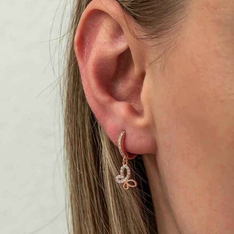 Swinging Rose Butterfly Women's Silver Earrings