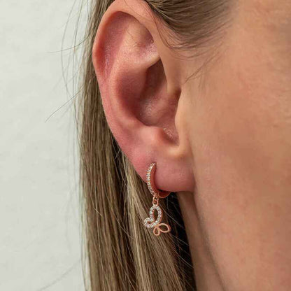 Swinging Rose Butterfly Women's Silver Earrings