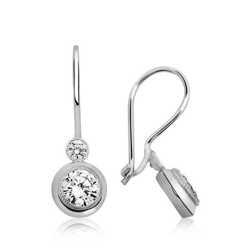 Single Stone Dangle Silver Earrings