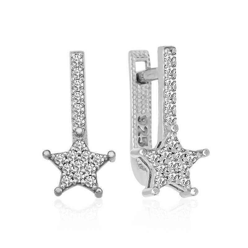 Dangling Star Stone Silver Earrings