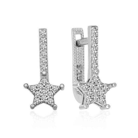 Dangling Star Stone Silver Earrings