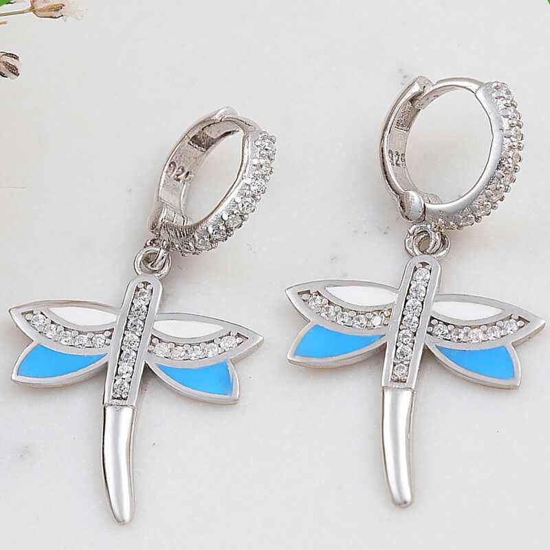 Dangling Dragonfly Women's Silver Earring