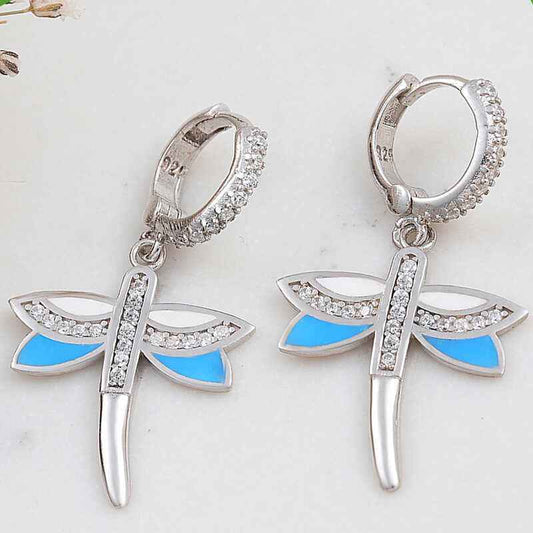 Dangling Dragonfly Women's Silver Earring