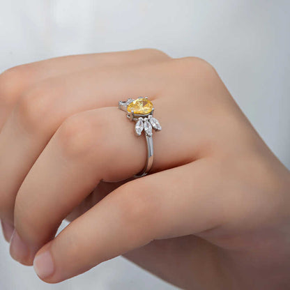 Bague en argent pour femme avec pierre de zircon jaune