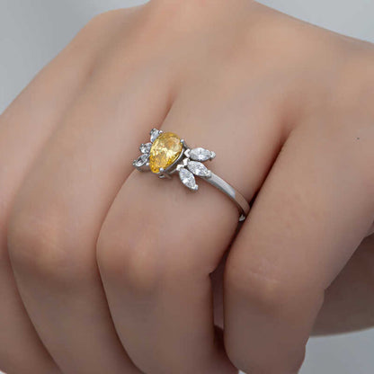 Bague en argent pour femme avec pierre de zircon jaune