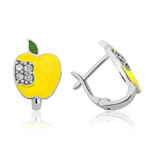Yellow Apple Children's Silver Earrings