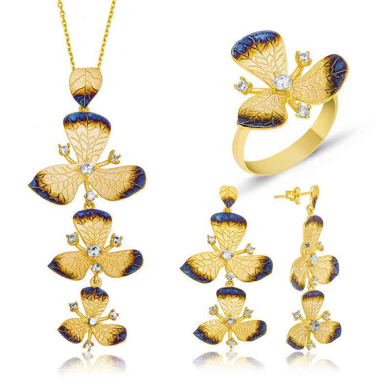 Yellow Flower Women's Silver Set