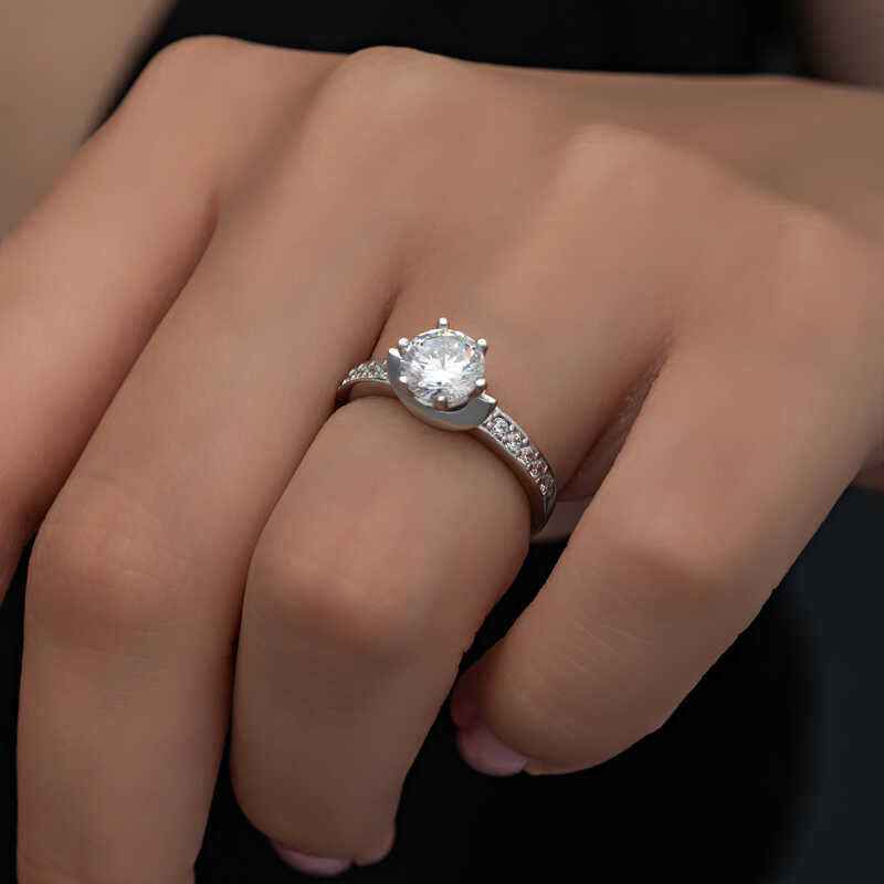 Single Stone Women's Silver Ring