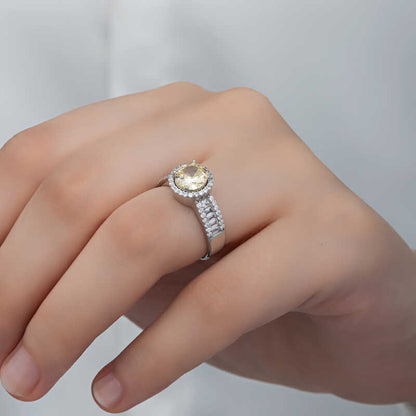 Single Stone Yellow Women's Silver Ring