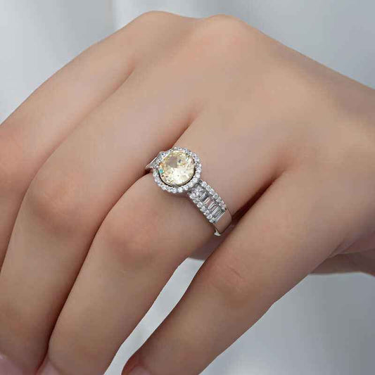 Single Stone Yellow Women's Silver Ring