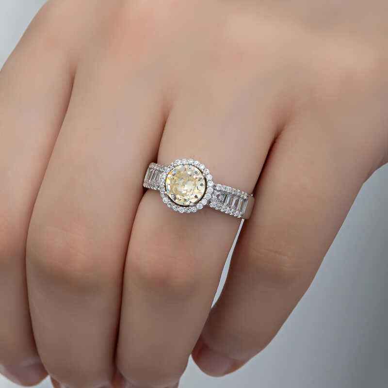 Single Stone Yellow Women's Silver Ring