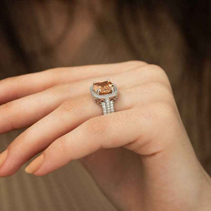 Yellow Round Women's Silver Ring