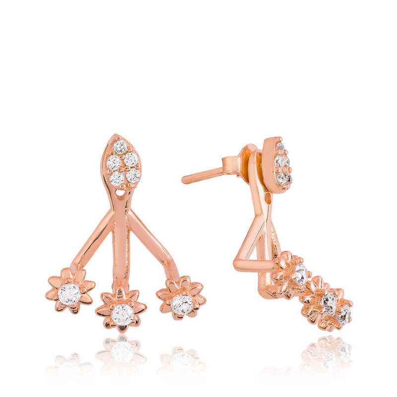 Magic Flower Rose Plated Silver Earrings