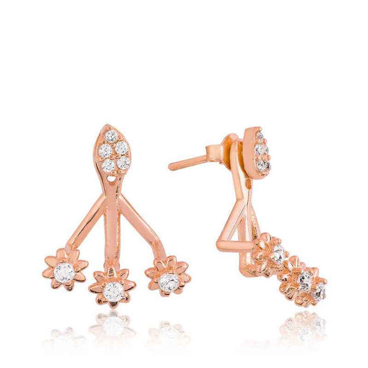 Magic Flower Rose Plated Silver Earrings