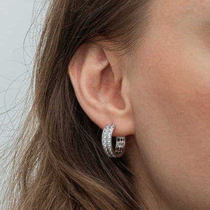 Boucles d'oreilles créoles en argent pour femme Row Stone