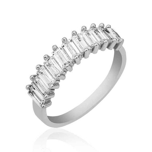 Sequential Baguette Stone Women's Silver Ring