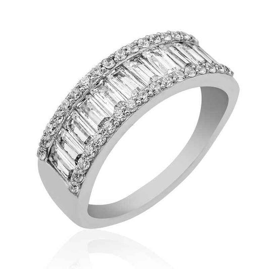 Sequential Baguette Stone Women's Silver Ring