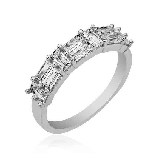 Sequential Baguette Stone Women's Silver Ring