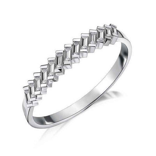Sequential Baguette Stone Women's Silver Ring
